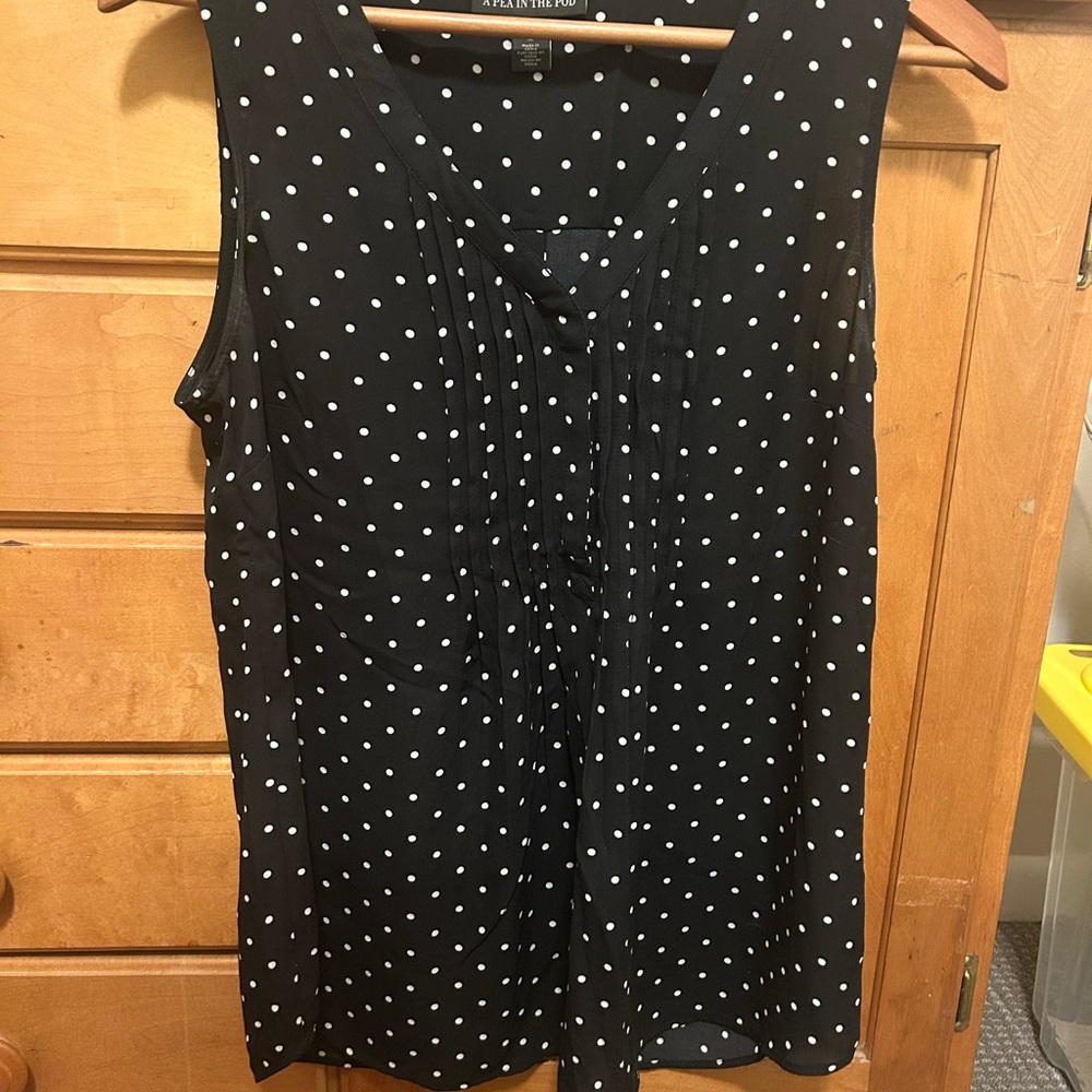 A Pea in the Pod Navy Polka Dot Blouse